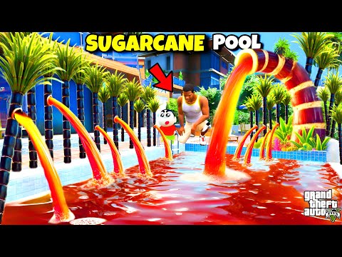 Shinchan & Franklin Make a Swimming Pool Into Sugarcane Pool in GTA 5!