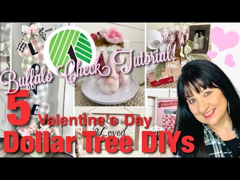 5 EASY ❤️ VALENTINE'S DAY DOLLAR TREE DIYS | HOW TO PAINT BUFFALO CHECK