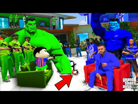 Shinchan Pinchan GREEN HULK GANG vs Franklin BLUE HULK GANG In GTA 5 | Franklin Finding BLUE HULK