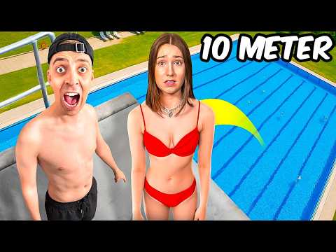 10 METER TURM-SPRINGEN CHALLENGE geht schief! 😳 (mit Freundin)