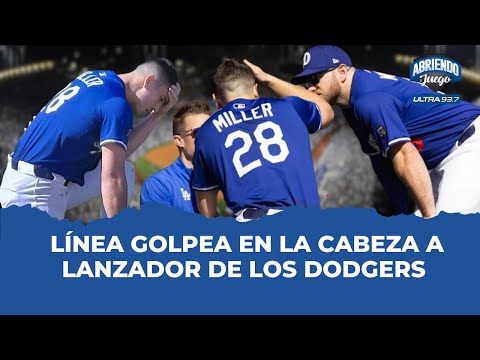 ¡Pelotazo brutal! Línea impacta en la cabeza a lanzador de los Dodgers