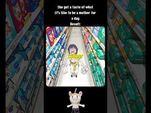 She got a taste of what it's like to be a mother for a day😅😳#anime