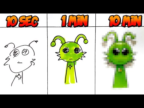 Drawing NEW Sprunki in 10 sec, in 1min , in 10min