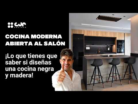 Cocinas en MADERA y NEGRO con peninsula abiertas Cocinas CJR