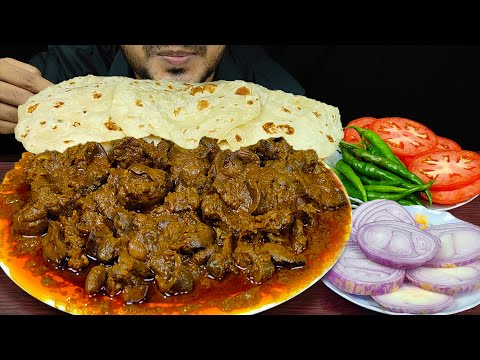 EATING SOFT ROTI WITH CHICKEN LIVER & GIZZARD KOSHA | MUKBANG EATING SHOW | EATING SOUNDS