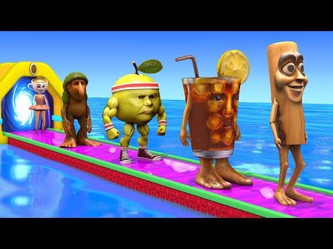 Long Slide Game With Cow Elephant Gorilla Hippopotamus Tiger 3d Animal Game Funny 3d Animals