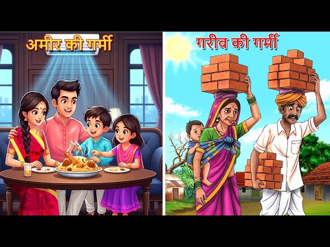 गरीब की गर्मी vs अमीर की गर्मी | Amir vs Garib | Hindi Kahaniya | Moral Stories | cartoon story