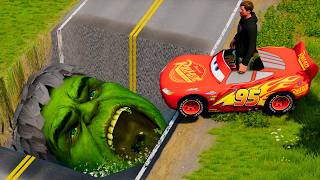 Funny Cars & Weird Cars VS Hulk Scary FACE in Giant Pit Crush #5😂 BeamNG.drive