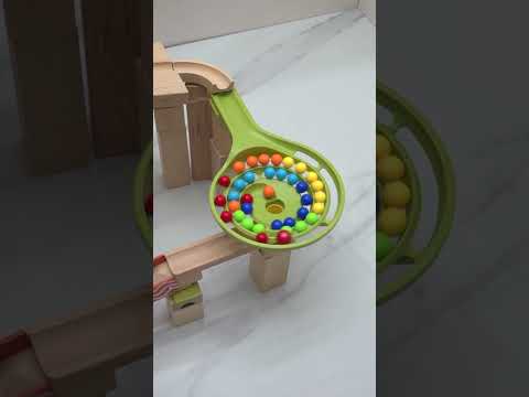 Marble Run Race ASMR Colored Balls Wooden Wave Satisfying Video #marblerunrace #marblerun #giwala