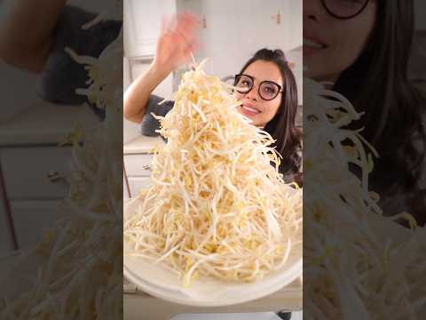 Giant Korean rice cake & beansprout tower