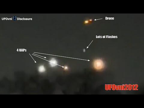 Voici quatre orbes et un drone planant (Here are four orbs and a hovering drone) 23/12/2024