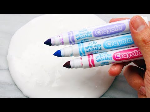 Satisfying Slime Coloring & Mixing with Six Color Tropical Crayola Markers!