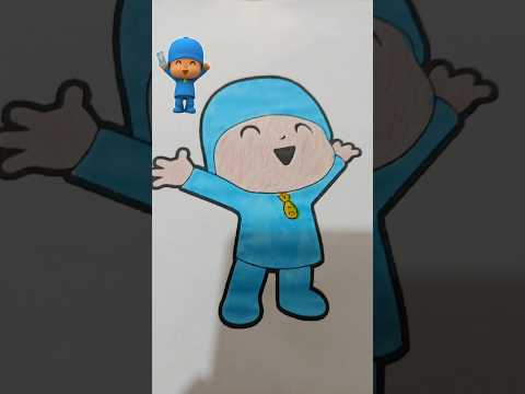 PINTANDO A POCOYO CON LOS COLORES QUE ELIJA MI HIJA