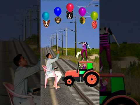 Funny cute dancing cat vs tractor stop the high-speed train #shortsfeed #trendingshorts