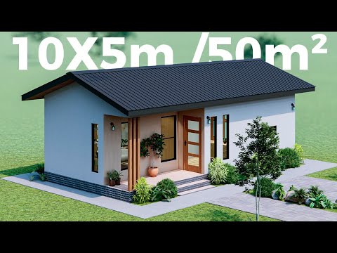 Casa pequeña de 10x5 metros / Diseño y plano casa 10x5m 🏡✅