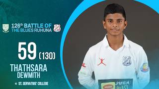 Thathsara Dewmith 59 (130) vs St. Servatius’ College - 126th Battle of the Blues Ruhuna