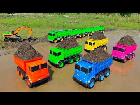 Membersihkan Truk Tronton Pasir Dan Menemukan Excavator, Mobil Molen, Damkar, Loader, Slender, Motor