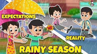 RAINY SEASON- Expectations Vs Reality | बारिश में गट्टू चिंकी | Hindi Kahani | Cartoon | PunToonKids