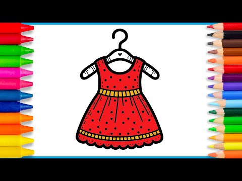 How to draw a girl Dress 👗🎽💃 Easy dress drawing and coloring for kids