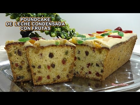 POUNDCAKE NAVIDEÑO DE LECHE CONDENSADA CON FRUTAS muy fácil y lindo delicia total