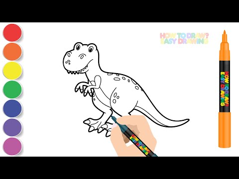 How to Draw a Dinosaur - Easy Step by Step Dinosaur Drawing Tutorial for Kids & Beginners