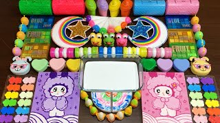 ASMR Slime with Rainbow Stars, Cute Frogs & Macaron Beads!