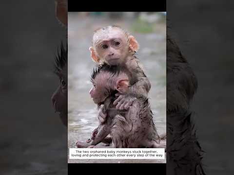 Two orphaned monkeys clung to each other until they met this kind man #monkey #short #animalrescue