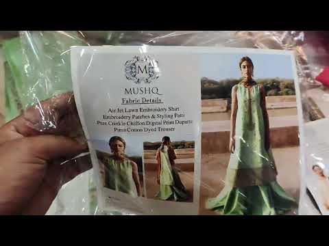 Mushq embroidered Lawn 3pc with best quality Chifoon Dupata Wholesale Discount offer