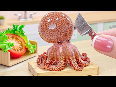 Irresistibly Delicious Mini Sweet & Sour Stir-Fried Octopus | ASMR Miniature Cooking Recipe!