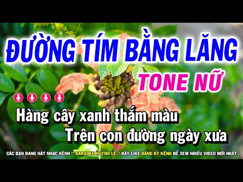 Karaoke Đường Tím Bằng Lăng Tone Nữ [A#m] Nhạc Sống Phối Mới Nhất 2022 | Huỳnh Lê Karaoke