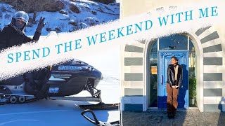 SPEND THE WEEKEND WITH ME | VLOG | getting a cast, snowmobiling, ice fishing + more!!!