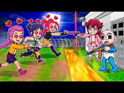 GUERRERAS KPOP vs la CASA SEGURA en Minecraft! 😱🏠 BEBÉ NOOB en MINECRAFT