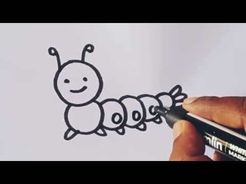 How to draw a Worm (caterpillar)/ 🐛 step by step / Simple worm drawing