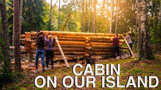 TEACHING my FRIENDS How To Build a LOG CABIN On My ISLAND!