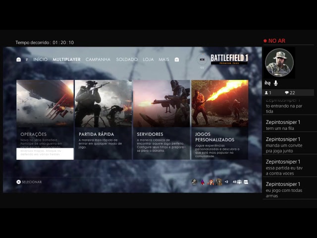 Livezinha |SnipandO modo Operação #VemComigo  - Battlefield 1