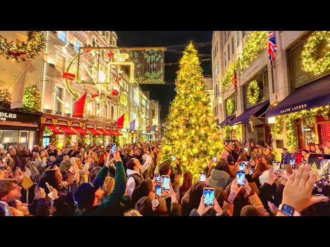 2024 London Christmas Lights Tour ✨ Bond Street & Mayfair Christmas Lights Walk 🎄 4K HDR