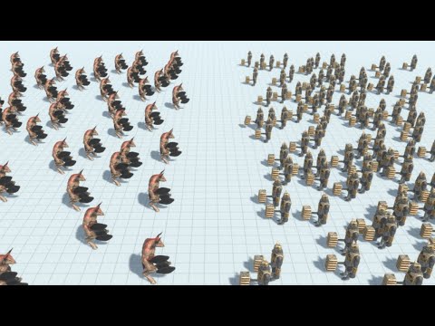 100 Minotaur Army vs 100 Mutant Primates Ape Army ARBS Animal Revolt Battle Simulator