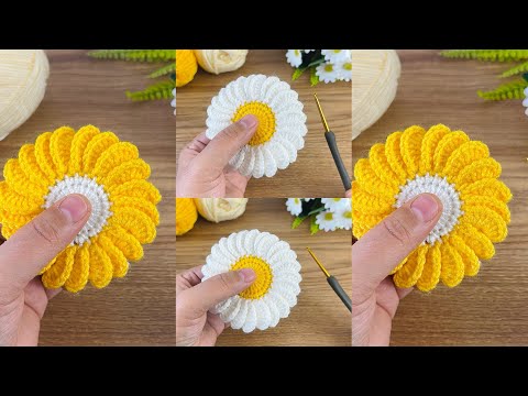 Wow two-color crochet daisy 🌼 flower~ watch now a unique design