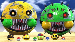 ROBOT PACMAN VS MONSTER PACMAN & THEY USE & POKEMON COMBAT ACHARNE ENTRE ROBOTS 99