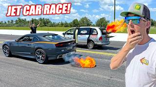 Turbine Camaro vs. Turbine Minivan - Afterburner Drag Race!