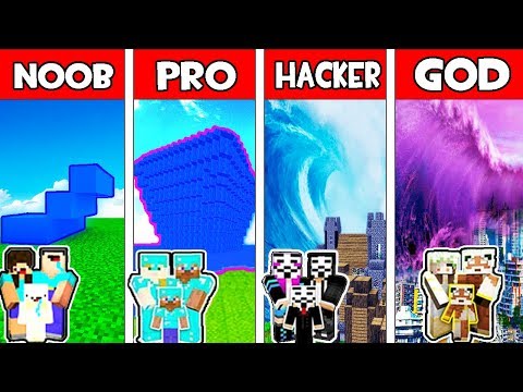 Minecraft - NOOB vs PRO vs HACKER vs GOD : FAMILY TSUNAMI in Minecraft Animation