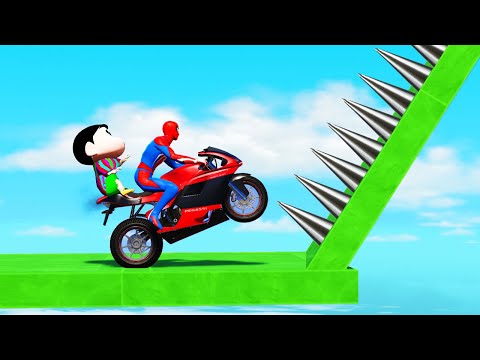 GTAV SPIDER - MAN 2 🏍️, FIVE NIGHTS AT FREDDY'S, POPPY PLAYTIME 3 Join in Epic New Stunt Racing