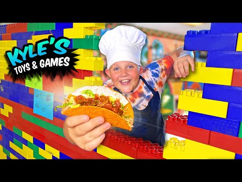 He Opened a REAL GIANT LEGo TACO TRUCK Pretend DRIVE THRU Restaurant At Our House!