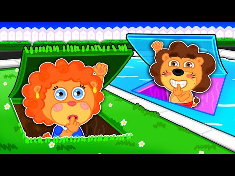 Lion Family | I Built 4 SECRET Rooms In ONE COLOR! | Cartoon for Kids