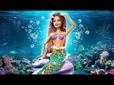 DIYマーメイドドールのグローアップ！🌟 普通の人形が水中の女王に 👑🧜‍♀️