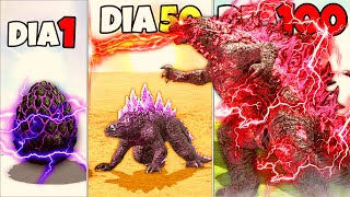 CICLO DE VIDA DO RED DESERT GODZILLA! SOBREVIVI 100 DIAS COMO REI DOS DINOSSAUROS E KAIJUS - ARK