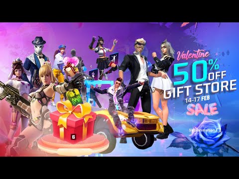 Valentine GIFT Store 50 off Ff, RoseEmote Return | Free Fire New Event | Ff New Event | New Event ff