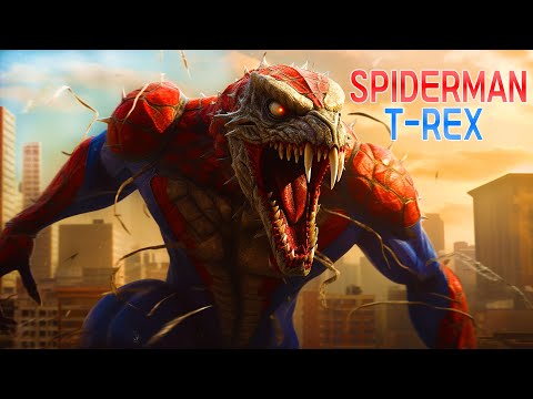 ORIGIN Story of SPIDERMAN T-REX (SPIDERMAN T-REX in REAL LIFE ANIMATION)