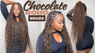 The Best Brown/Chocolate Bohemian Knotless Braids Ever | RPGHAIR