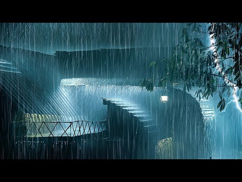 Intense Rain Thunderstorm Ambience for Sleeping | Heavy Rainstorm on Tin Roof & Powerful Thunder